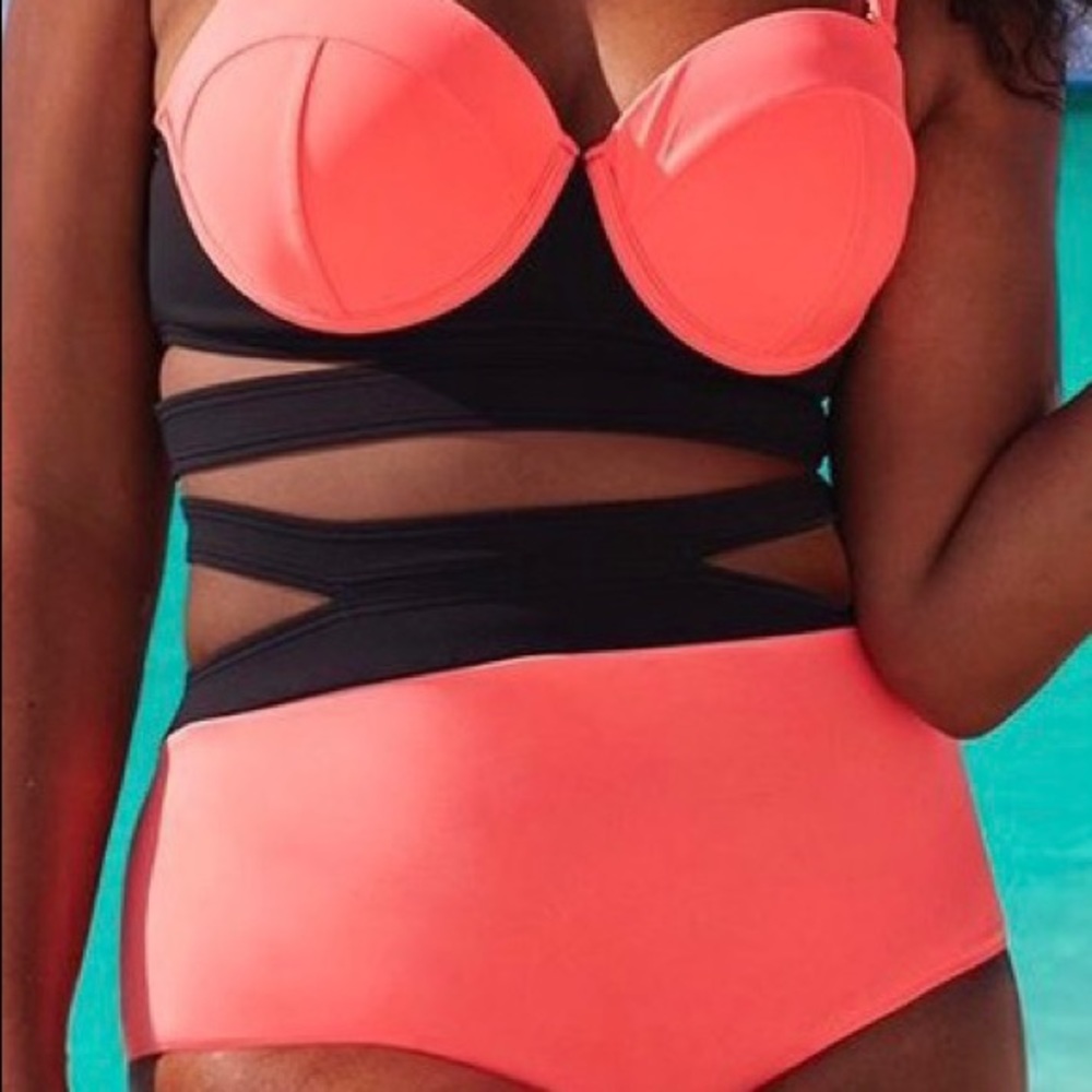 Coral swim bikini set plus size